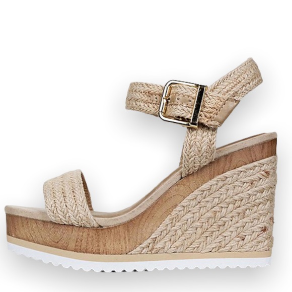 Best Seller! Soda Sutter Tan Jute Espadrille Wedge Sandal - Picture 2 of 8